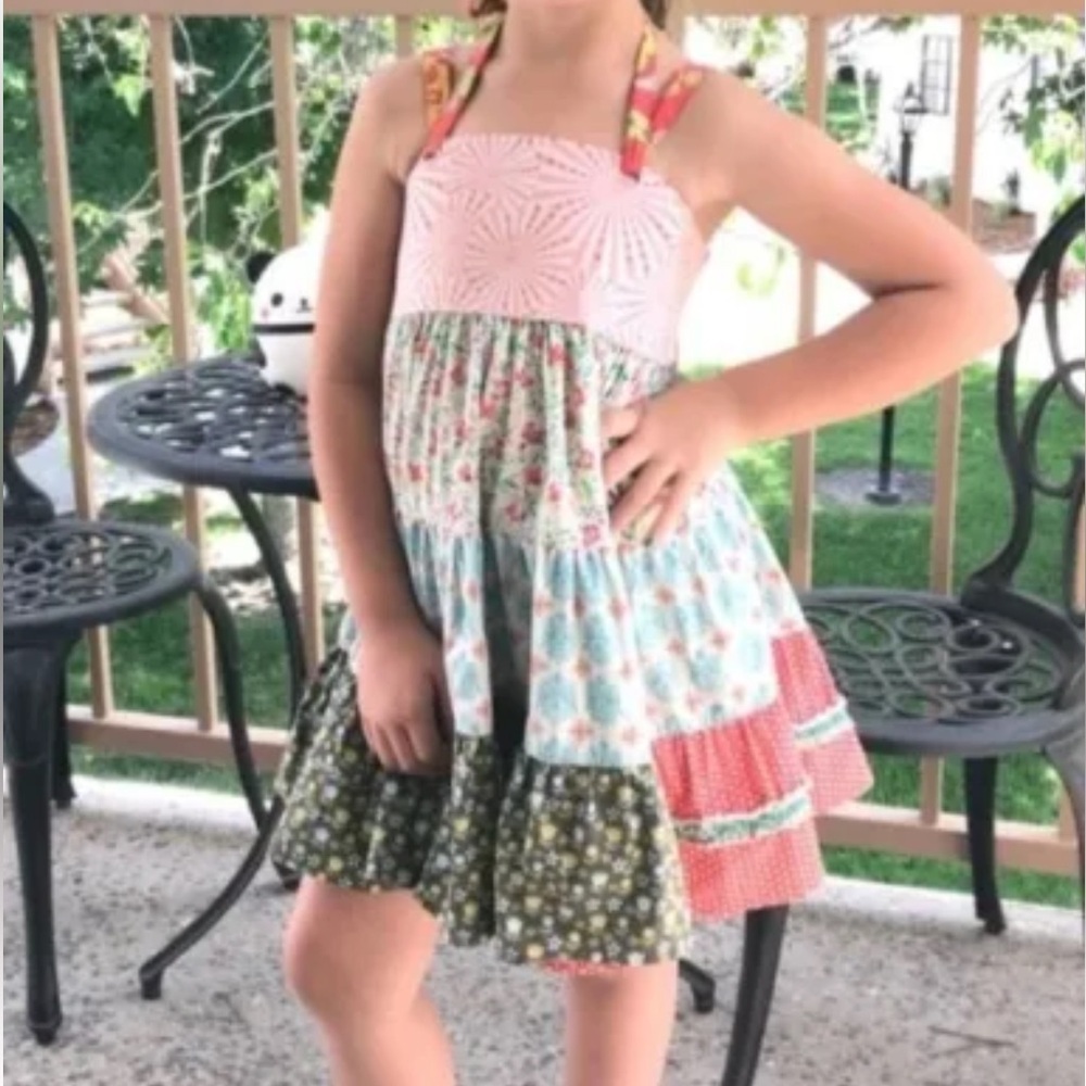 Matilda Jane Serendipity Ruby Ellie dress tired pink green strap size 4